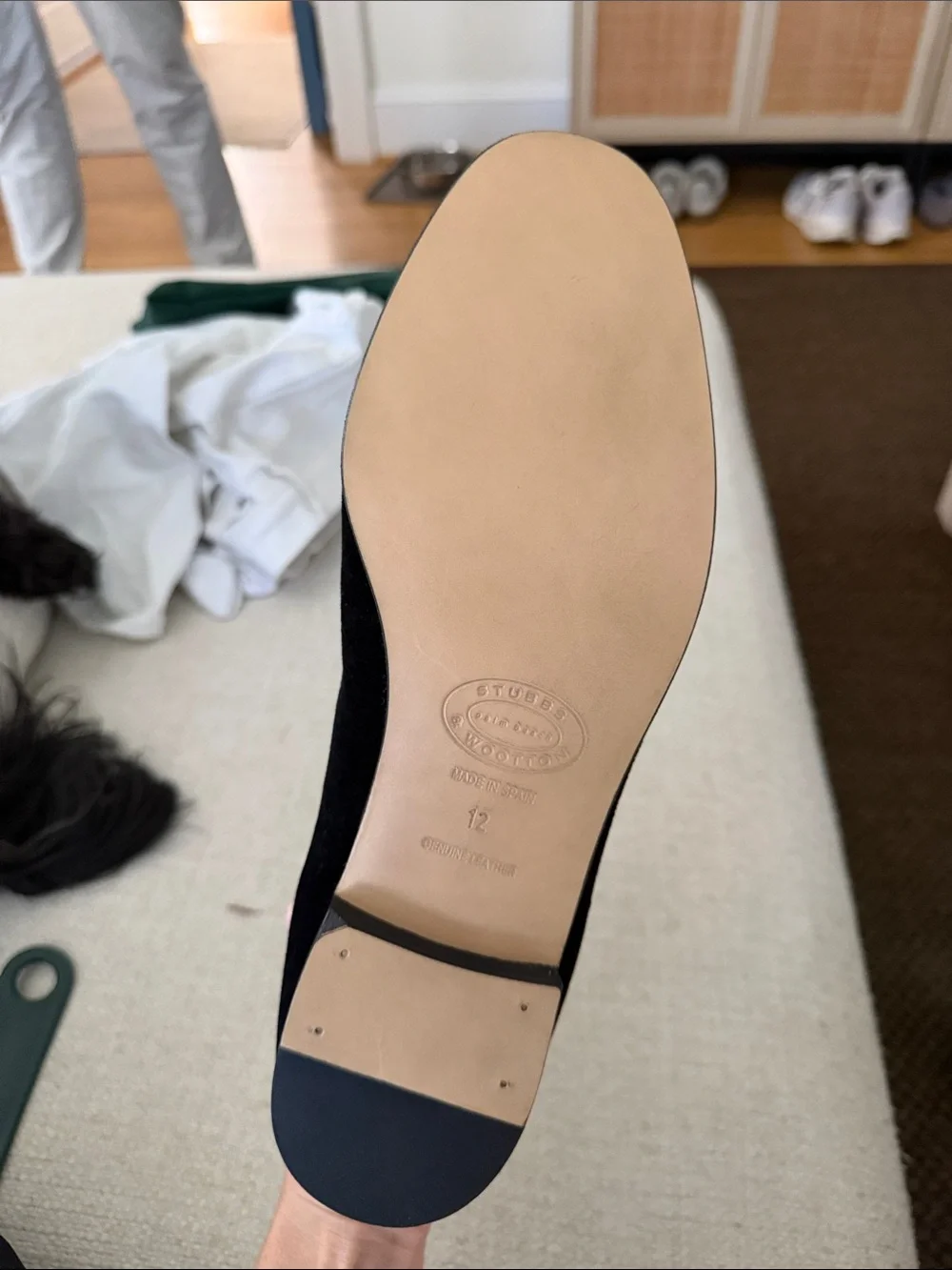 Stubbs & Wootton Black Suede Embroidered Screw & U Loafers